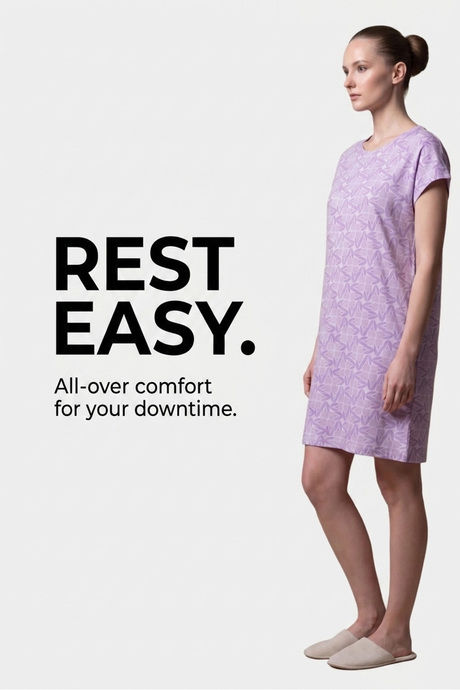 Sweet Dreams Printed Short Nightdress - Cosmic Purple — image 6